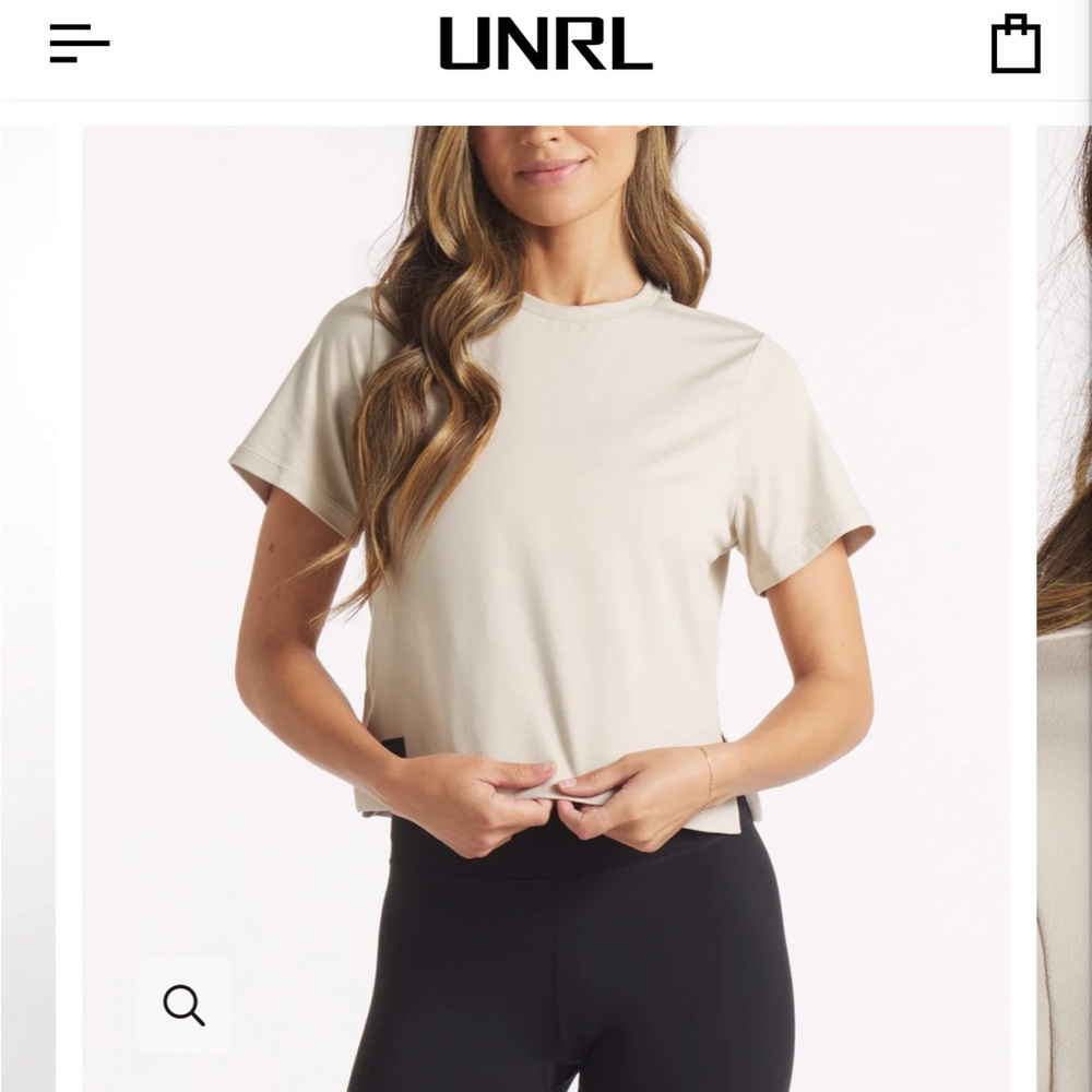 NWT UNRL Women's Short Sleeve Boxy Ultra Tee in Sand brand new in bag never worn